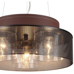 6598/3C MODERNI LN24 черный/черный. коричневый металл, эко кожа/металл, стекло Подвесной светильник Е27 3*40W 220V BASALTO