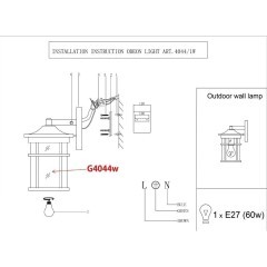 Уличный настенный светильник Odeon Light 4044/1W VIRTA IP44 под лампу 1xE27 60W