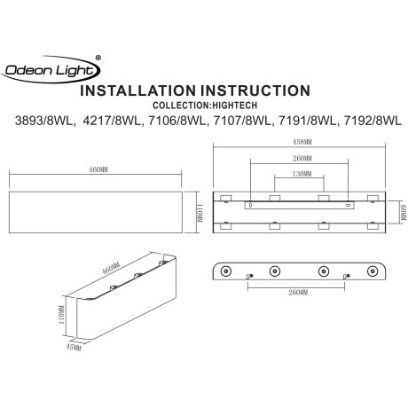 Настенный светильник металлический прямоугольник плоский Odeon Light LED 8W 3000K 220V MAGNUM 7191/8WL