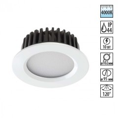 Встраиваемый светильник Novotech 357907 DRUM IP44 светодиодный LED 10W
