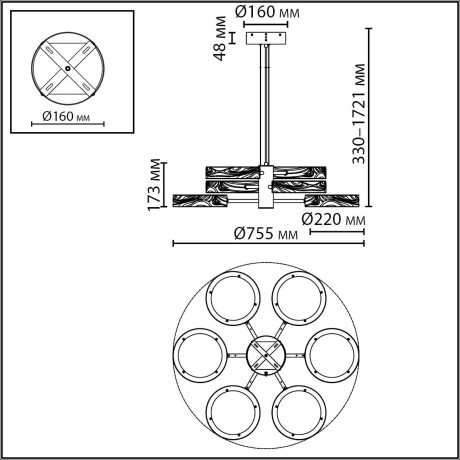 Люстра подвесная LED x 99W 2000К/3000K/4000K/переключ. RIVIERA 5450/99LB