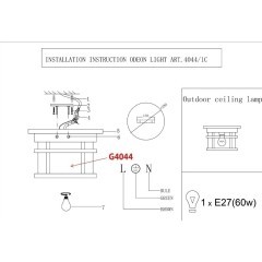 Уличный потолочный светильник Odeon Light 4044/1C VIRTA IP44 под лампу 1xE27 60W