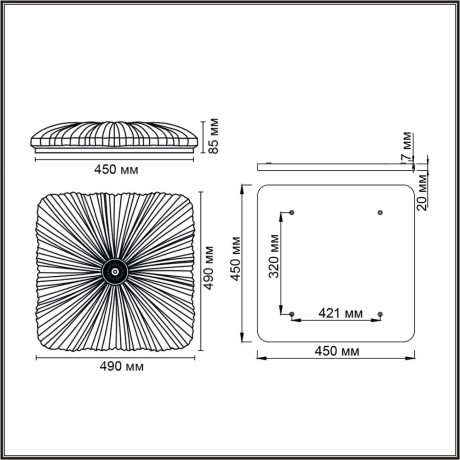 Светильник LED 72Вт 3000-6000K 490х490 IP20 пульт ДУ Sonex FORTUNA 7730/72L