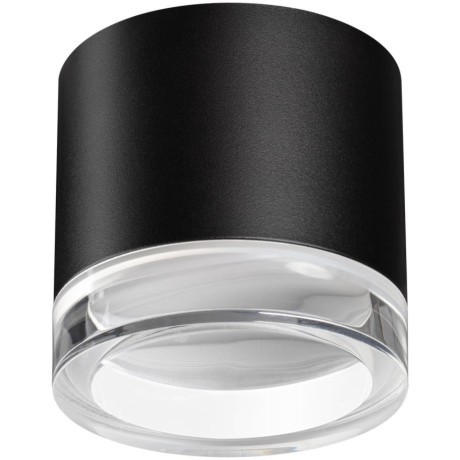 371030 Черный накладной светильник-цилиндр с прозрачным акриловым кольцом под лампу GX53 12Вт 220-240V IP20 Novotech GEM