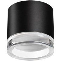 371030 Черный накладной светильник-цилиндр с прозрачным акриловым кольцом под лампу GX53 12Вт 220-240V IP20 Novotech GEM