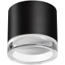 371030 Черный накладной светильник-цилиндр с прозрачным акриловым кольцом под лампу GX53 12Вт 220-240V IP20 Novotech GEM