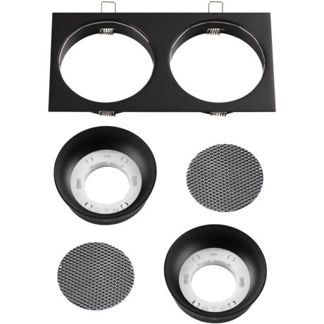 371008 Черный двойной встраиваемый в ГКЛ спот с 2 лампами GX53 макс 12Вт и антибликовыми фильтрами Novotech GEMINI WIR