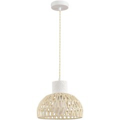 8368/1A Подвесной светильник с бежевым плафоном из натурального джутового шнура, с белым основанием, под лампу E27 LUMION BOHO ECO