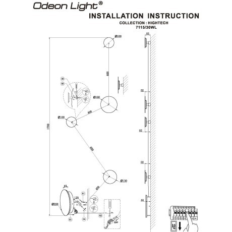 7115/30WL Настенный светильник Odeon Light HIGHTECH IP20 LED 30W Ra90 1350Лм 3000K 220-240V GALAXY (ВМЕСТО 4211/38WL)